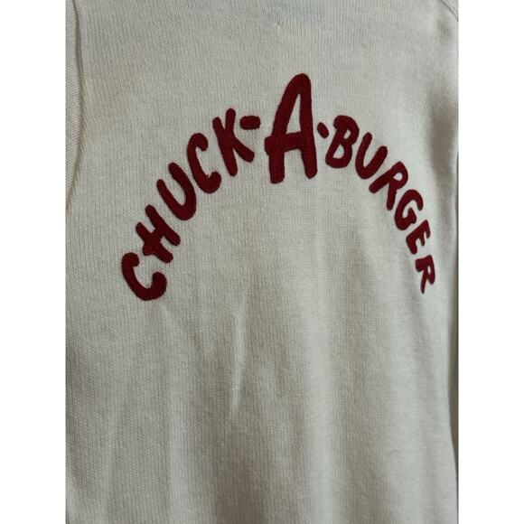 VTG Cheerleader Supply Co. Chuck A Burger Striped Large Sweater Cardigan USA - Picture 7 of 8